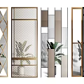 Modern Room Dividers With Geometric Patterns Metal Frames Mesh And Glass Panels For Interior Decor