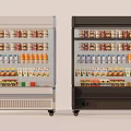 Two Commercial Refrigerated Display Freezers Filled With Various Beverages And Foods