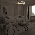 Modern Cream Tone Sofa And Round Coffee Table Set For Cozy Minimalist Living Room Decor