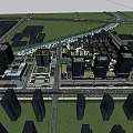 Modern Industrial Factory Park With Multiple Buildings Wide Roads And Green Landscaping