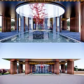 Modern gate entrance gate courtyard sketch water feature 3d model