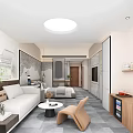 Modern Hotel Room Interior Design With Sofa Bed Coffee Table And Green Plants