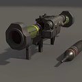Green Tactical Rocket Launcher With Black Scope And Stable Mount Design 3d model