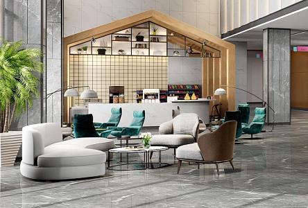 Modern Hospital Hall Hospital Lobby Front Desk 3d model