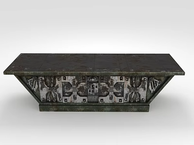 Vintage Design Table Featuring Dark Top And Intricate Carved Base Details 3d model