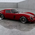 Red Classic Sports Car Featuring Sleek Body In Modern Indoor Gray Floor Area