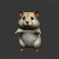 Cute Standing Hamster Game Movie Character with White Pink Fur 3D Rendered Design