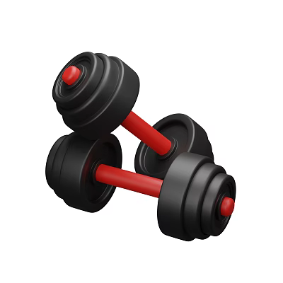 Fitness Dumbbells Black Red Handle Strength Training Home Gym Exercise Equipment 3d model