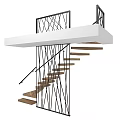 Modern Spiral Staircase Design With Wooden Steps And Black Metal Railings