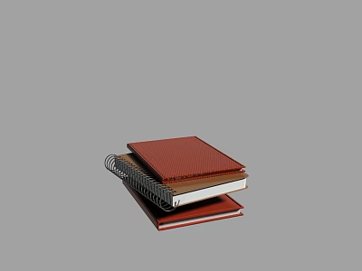 Red Spiral Bound Notebooks Neatly Stacked On Gray Background With Clean Design And Functional Binding 3d model