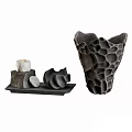 Elegant Modern Decorative Ornament Set With Vase Branches Stones Books And Tray
