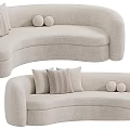 Beige Curved Sofa Interior Design With Decorative Pillows And Round Accent Cushions