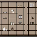 Modern Minimalist Wooden Shelves With Metal Frames Books Vases And Decorations