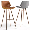 Modern Bar Stools Orange And Gray With Pleated Backrest And Metallic Legs Contemporary Design