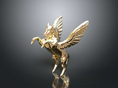 Golden Pegasus Statue Metallic Decorative Furniture Ornament For Home Interior Decor 3d model