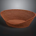Brown Wicker Basket for Household Storage with Wooden Base Design
