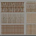 Various Wooden Railings with Slatted Woven and Natural Grid Design Patterns