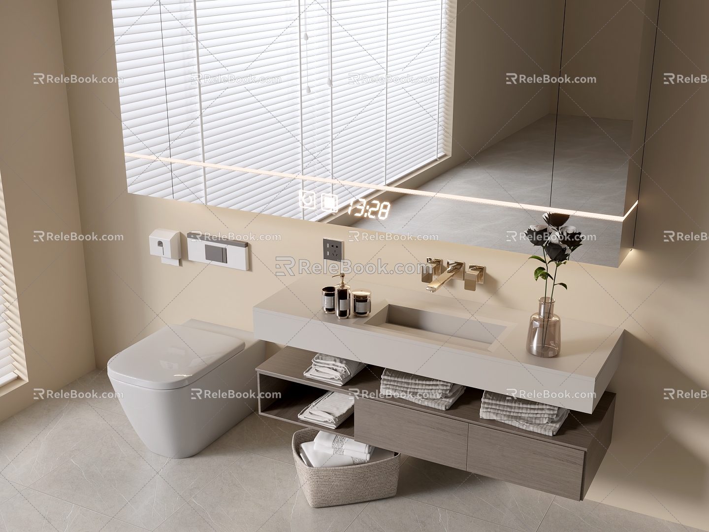 Modern Bathroom Cabinet Bathroom Setpan Bathroom Ornaments Smart Toilet 3d model