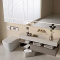 Modern Bathroom Cabinet With LED Mirror Marble Countertop And Storage Shelves