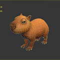 Orange Capybara Creature 3D Rendered as Adorable Cartoon Character with Red Ears Paws