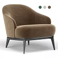 Brown Velvet Leisure Chair With Armrests And Black Modern Slim Legs