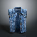 Stylish Classic Casual Denim Vest With Button Front And Lapel Design