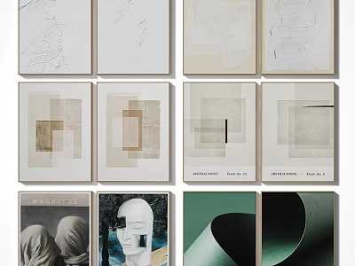 Diverse Art Prints Collection Featuring Abstract Geometric And Portrait Designs For Wall Decor 3d model