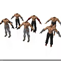 Shirtless Men In Various Poses With Different Pants And Arm Guards 3D Character Models