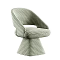Modern Upholstered Leisure Chair With Green And White Houndstooth Pattern Armrest