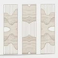 Modern Decorative Room Divider With Geometric Patterns And Natural Textured Panels 3d model