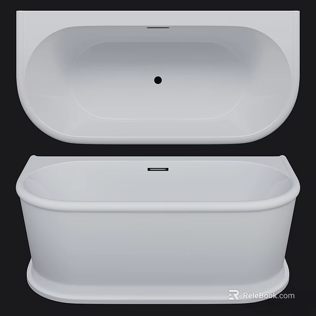 Modern White Freestanding Bathtub Interior With Smooth Surface And Simple Design 3d model 