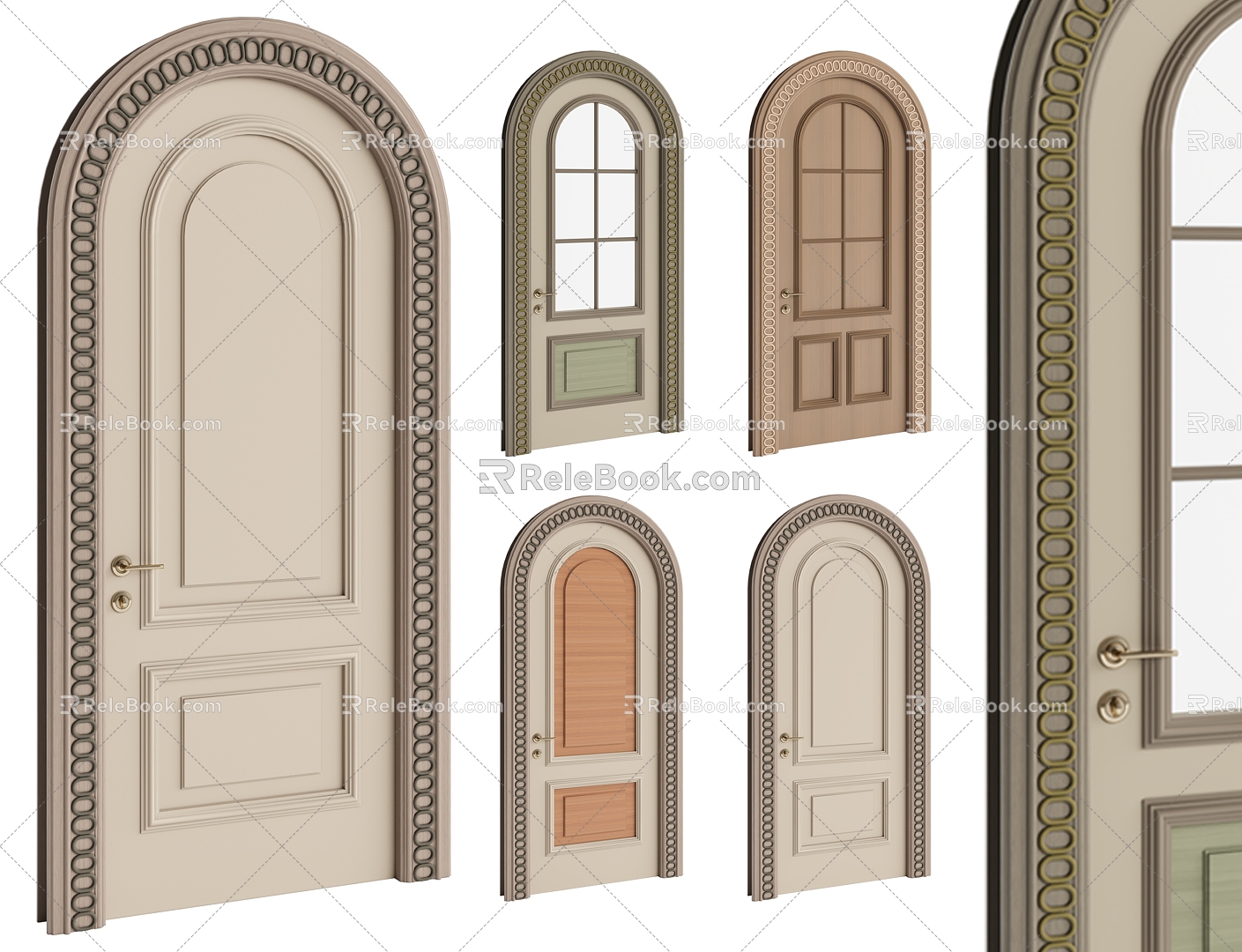 French Retro Arch Colorblock Door Round Arc Door Arc Door Half Round Door 3d model