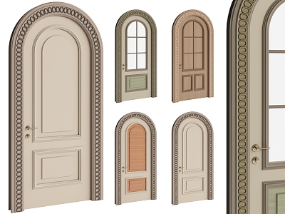 French Retro Arch Colorblock Door Round Arc Door Arc Door Half Round Door 3d model