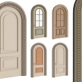 French Retro Arch Colorblock Door Round Arc Door Arc Door Half Round Door 3d model