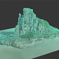 Rocky Terrain Model With Steep Cliff Formations And Green Vegetation Coverage 3d model