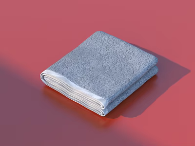 Folded Gray Towel Essential Daily Living Product on Red Background Surface 3d model