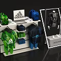 Adidas Sports Fashion Clothes Display Featuring Green Blue Apparel And Black Jacket