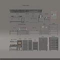 Commercial Kitchen Appliances With Stainless Steel Cabinets Storage Racks And Cooking Tools