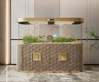 Light Luxury Fish Tank Glass Fish Tank Aquarium Display Cabinet Side Cabinet 3d model