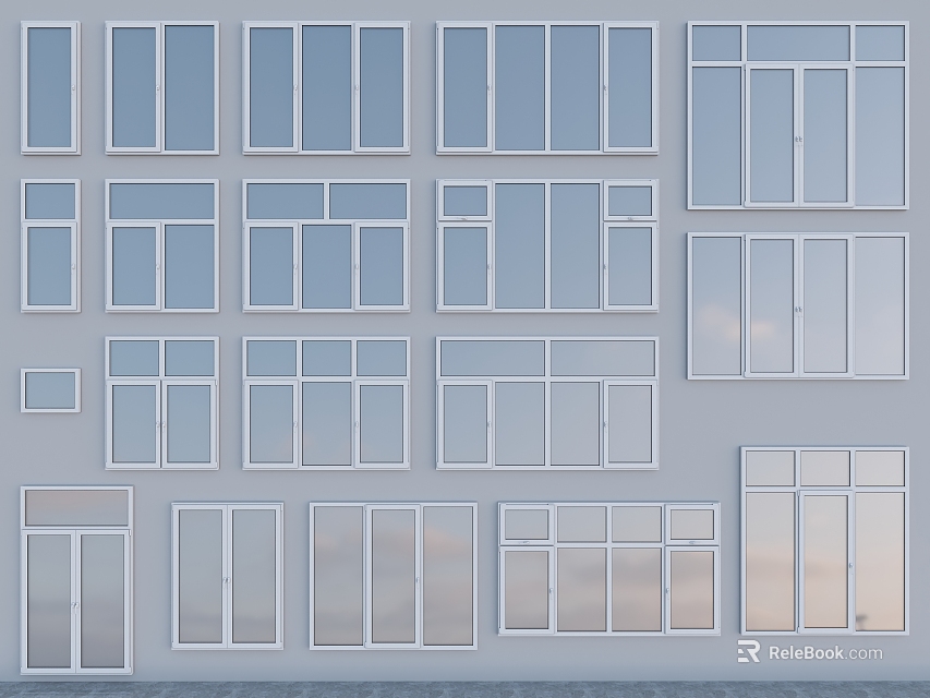Various Styles Of Modern Casement Windows With Durable Frames And Energy Efficient Glass 3d model 