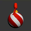 Weapon Themed Christmas Ornament Featuring Red Bow And Striped Pattern Design 3d model