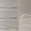 Modern Geometric Pendant Light Design With Multi Layer Diamond Shape And Sleek Hanging Lines 3d model