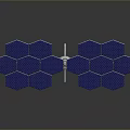 Modern Space Rocket With Blue Hexagonal Solar Panels And Silver Metallic Structure