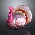 Vibrant Pink Turkey Figurine With Colored Feathers For Home Decor