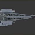 Industrial Cargo Crane With Lifting Boom Control Cabin And Suspended Container