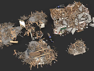 Wood Garbage Dump Stone Garbage Building Garbage Wood Garbage Dump Building Ruins 3d model