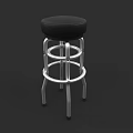 Modern Black Bar Stool With Leather Seat And Chrome Metal Frame Design