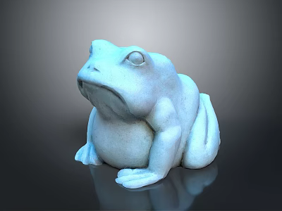 White Frog Sculpture With Smooth Glossy Surface On Dark Display Background 3d model