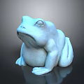White Frog Sculpture With Smooth Glossy Surface On Dark Display Background
