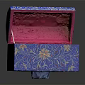 Decorative Ornament Box Set With Blue Floral Vine Patterns Open Pink Interior 3d model